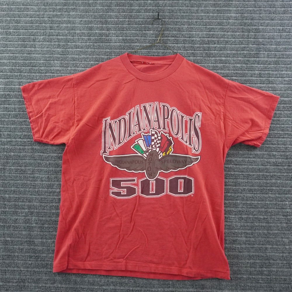 Vintage Logo Athletic Indianapolis 500 T-Shirt Mens XL Red Racing Graphic